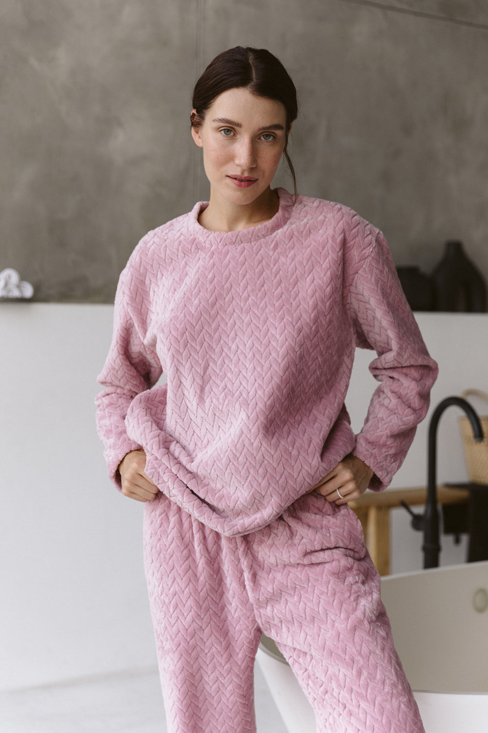 Warme Pyjamas in der Farbe "Powder"