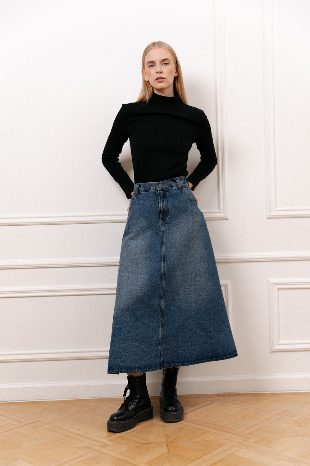 Jupe midi en denim