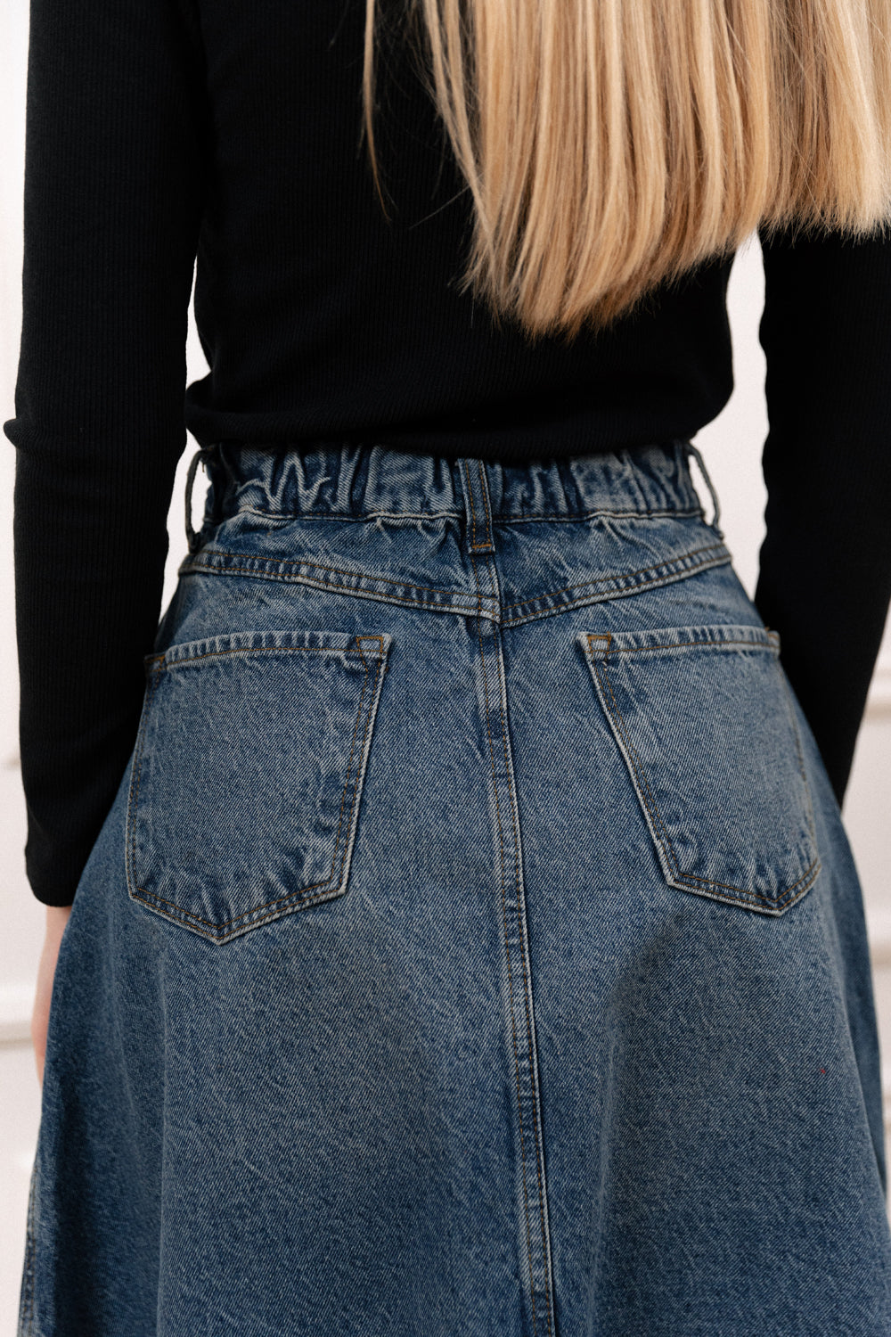 Denim midi skirt