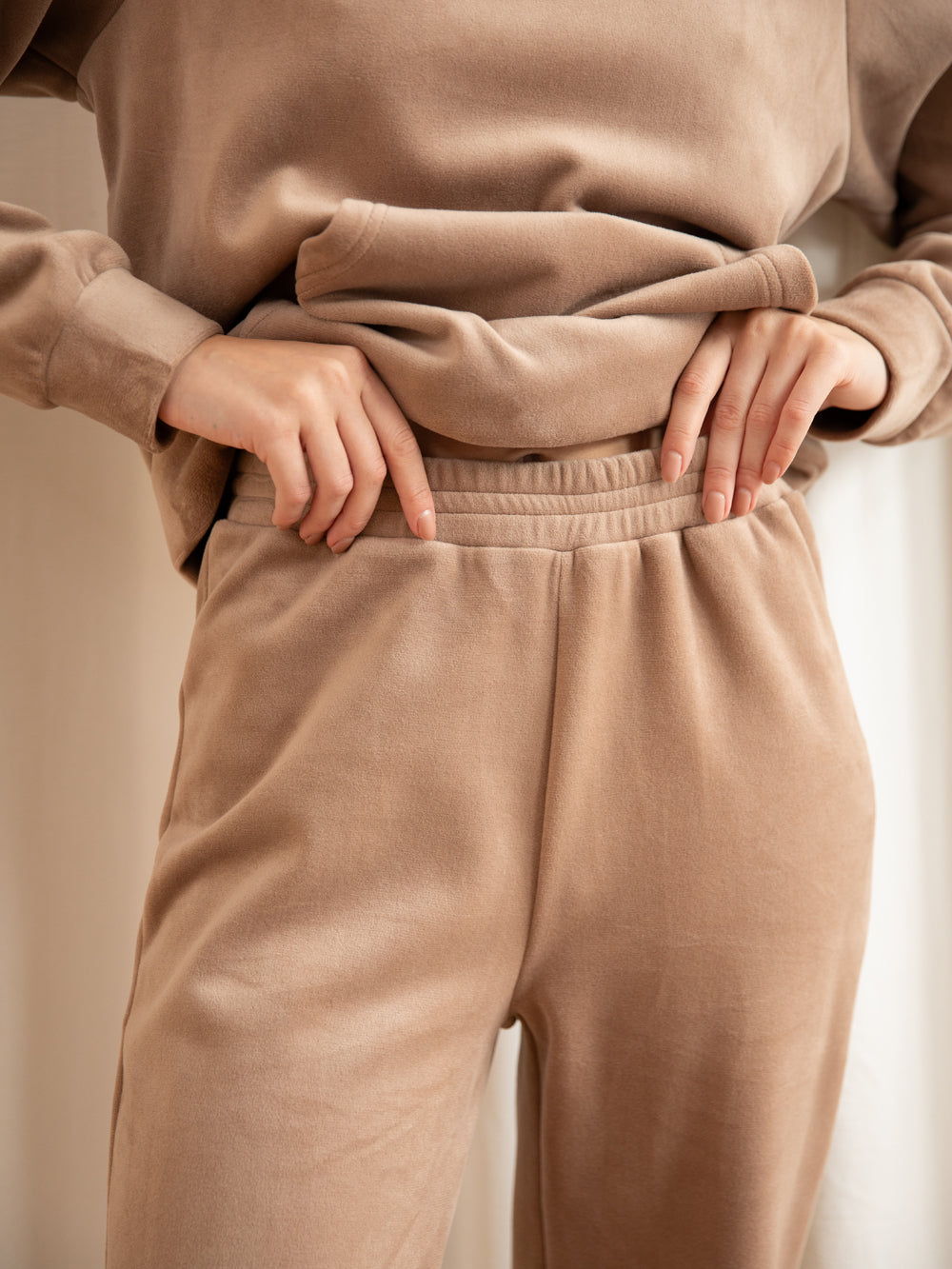 Beige walking suit