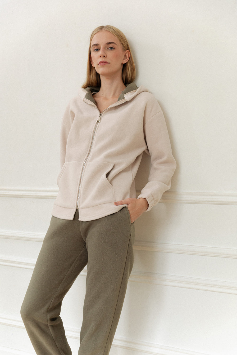 Khaki fleece suit