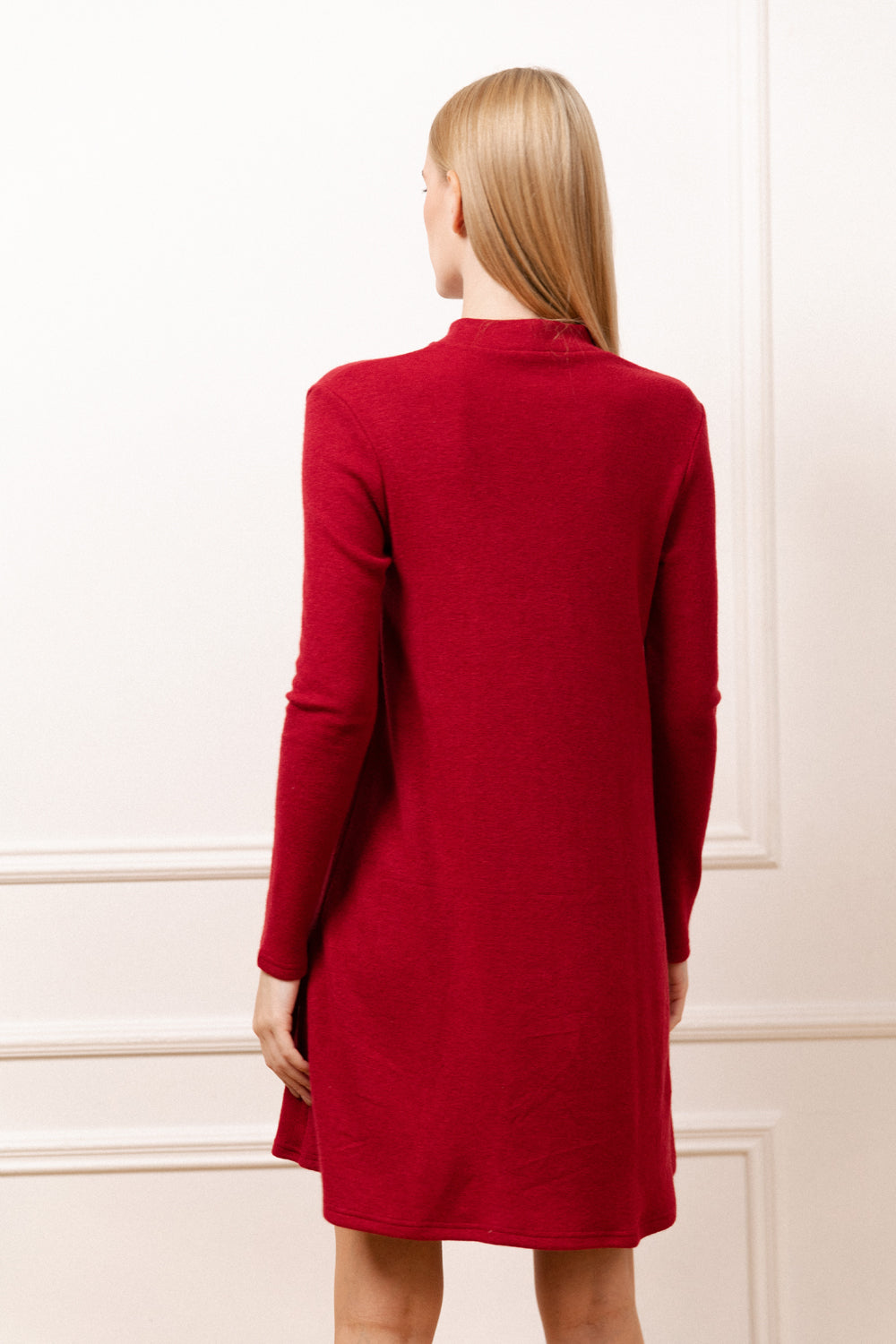 Rotes A-Linien-Strick kleid