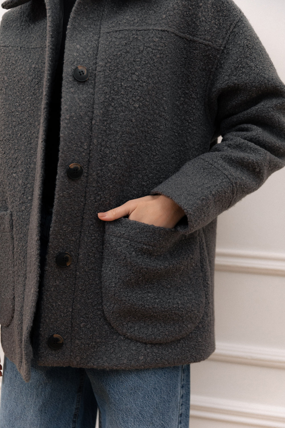 Graphite bouclé coat