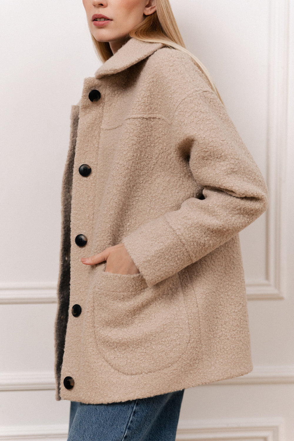 Beige bouclé coat