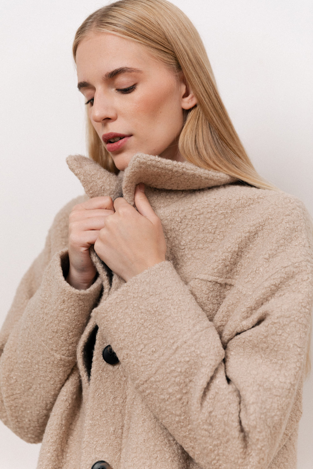 Beige bouclé coat