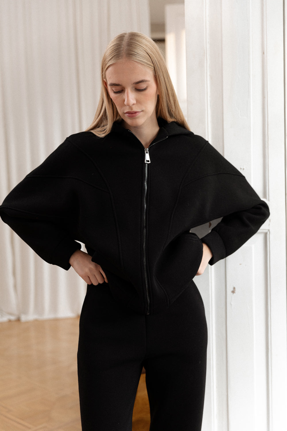 Schwarzes Fleece-Sweatshirt