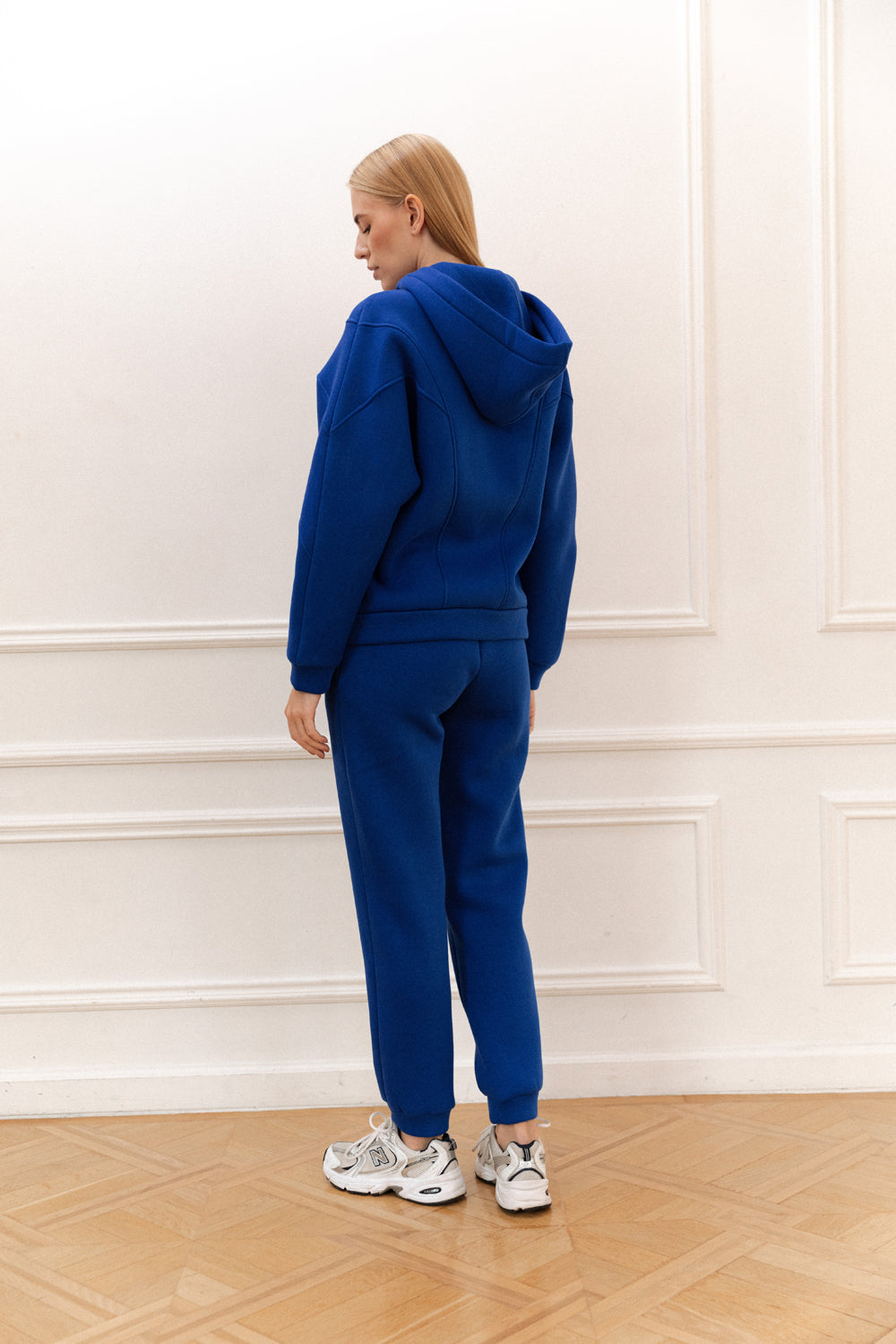 Blue fleece sweatshirt with hood