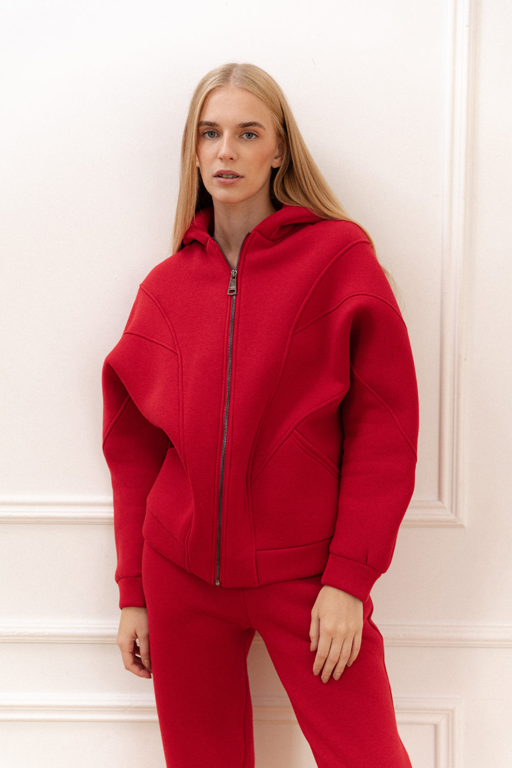 Red fleece sweatshirt