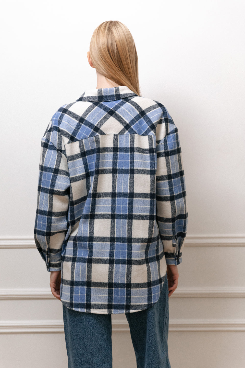 Chemise longue oversize bleu clair