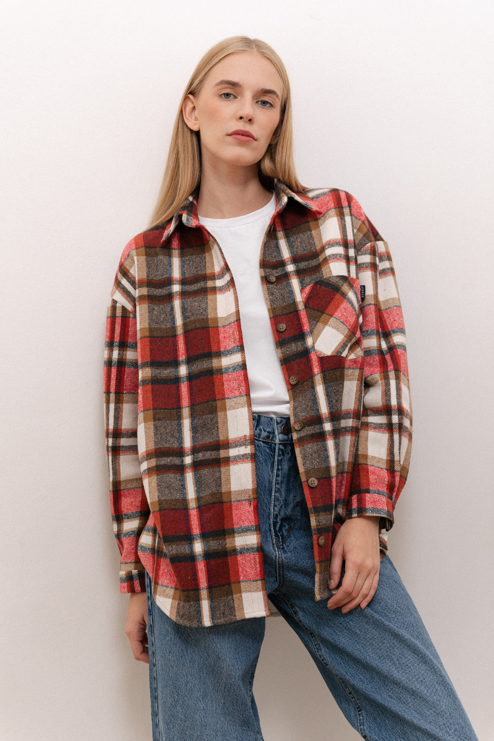 Camicia lunga rossa oversize