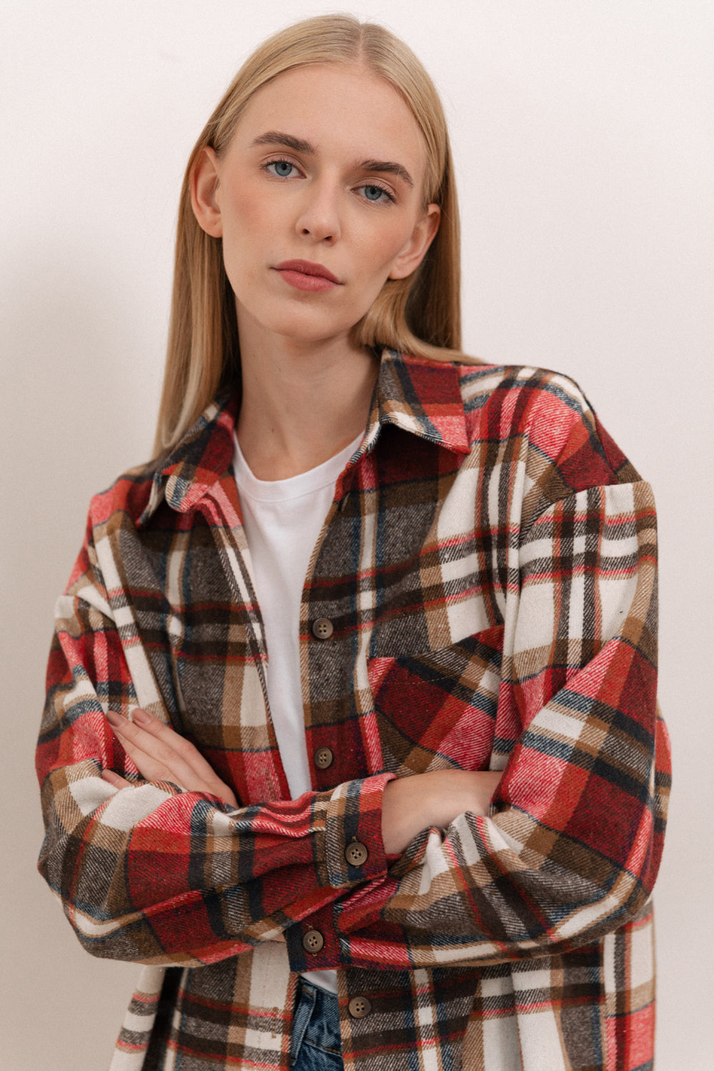 Camicia lunga rossa oversize