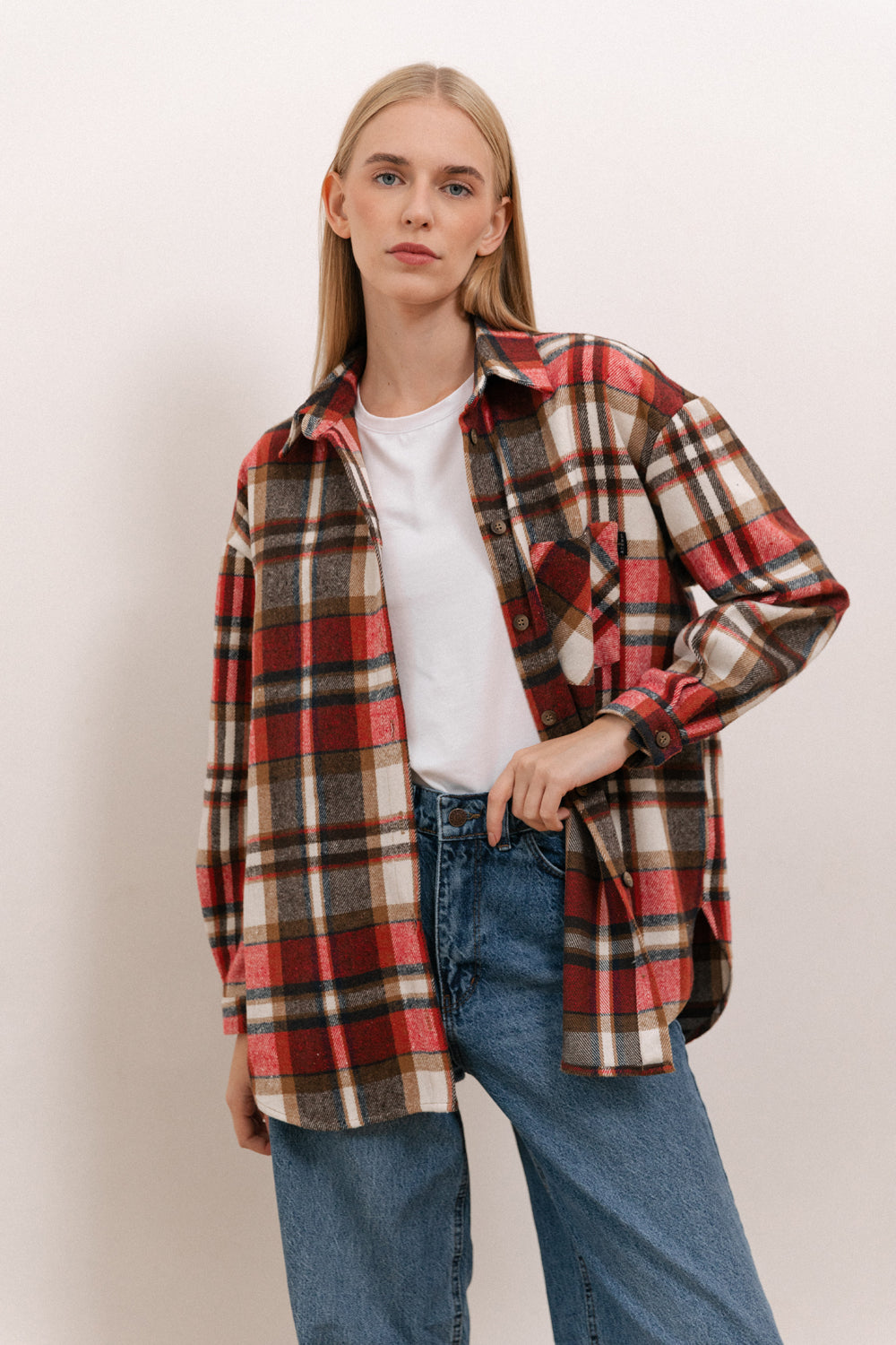 Camicia lunga rossa oversize