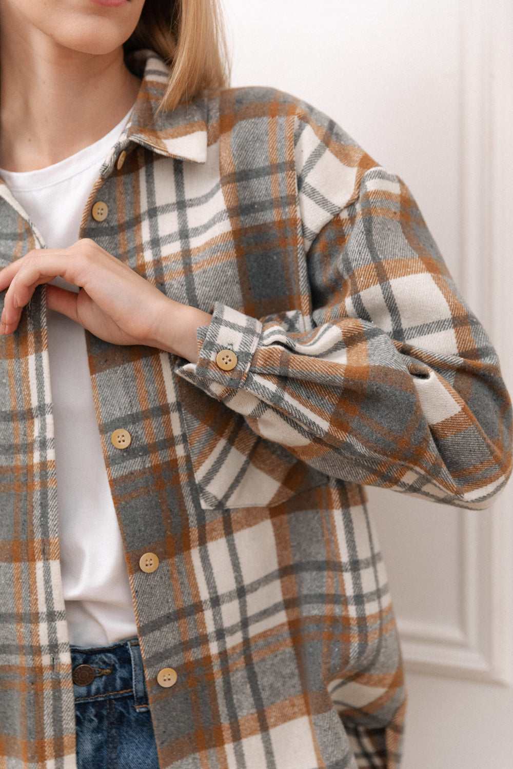 Long oversized shirt in mustard color