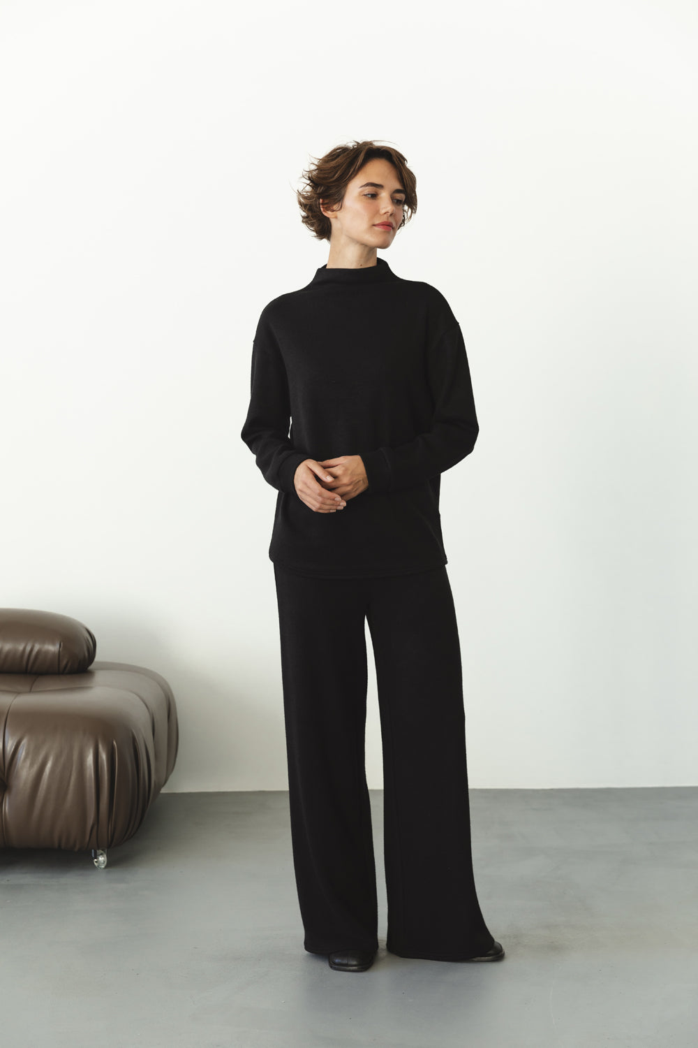 Abito pantalone angora nero