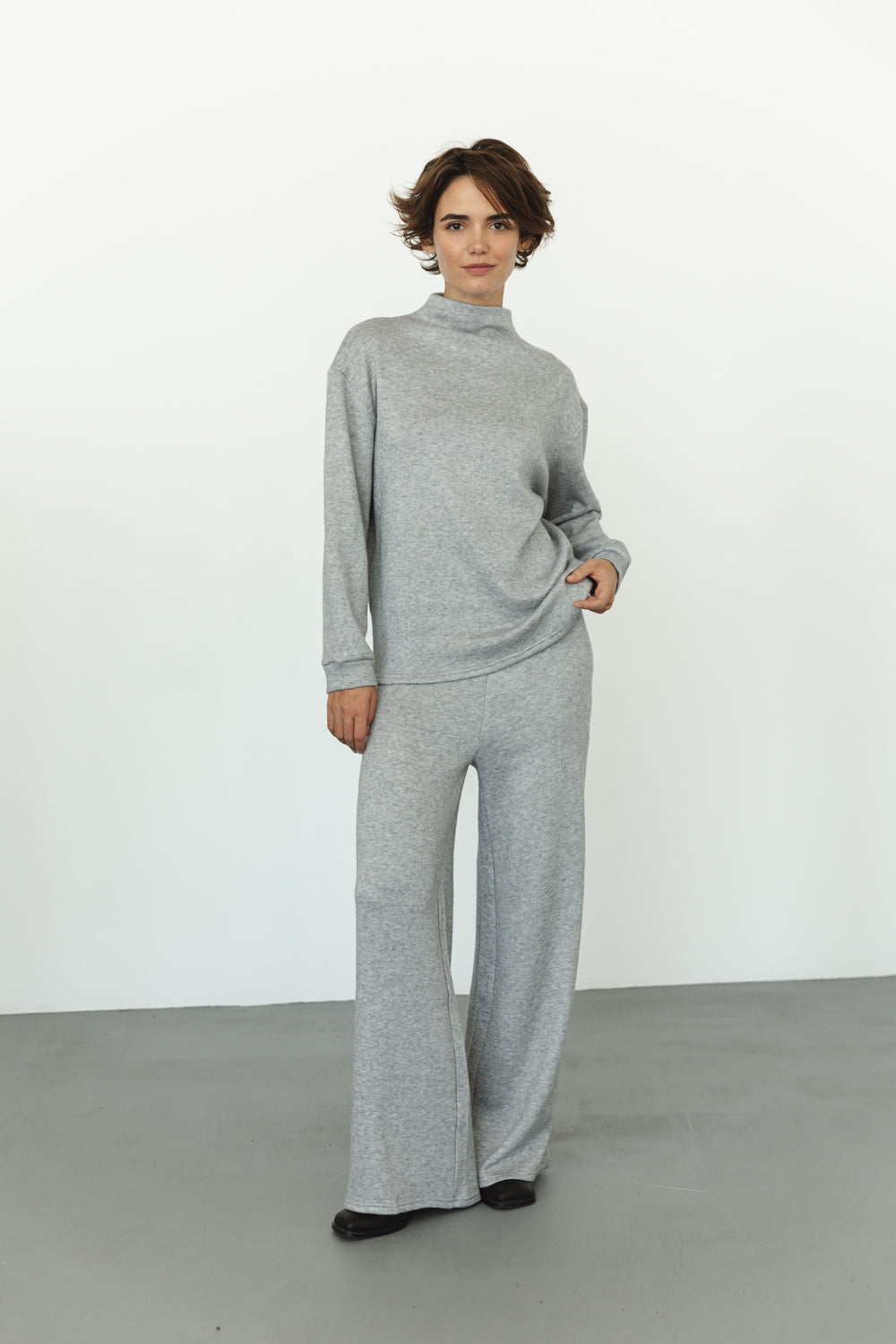 Gray angora pantsuit