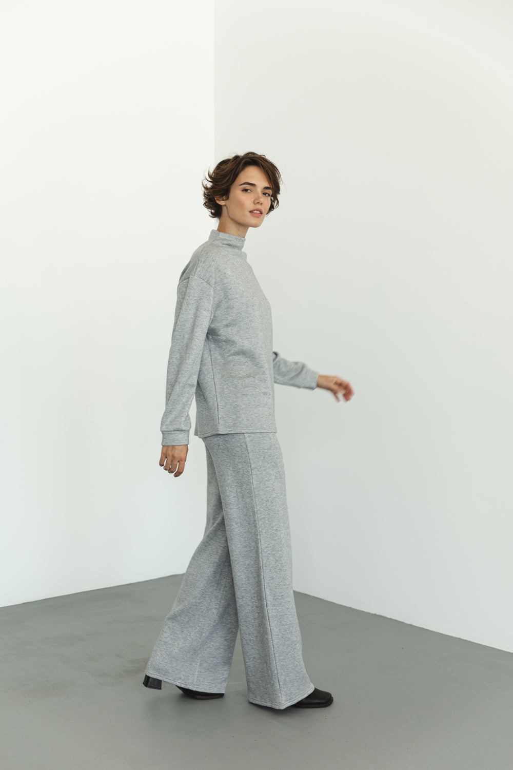 Gray angora pantsuit