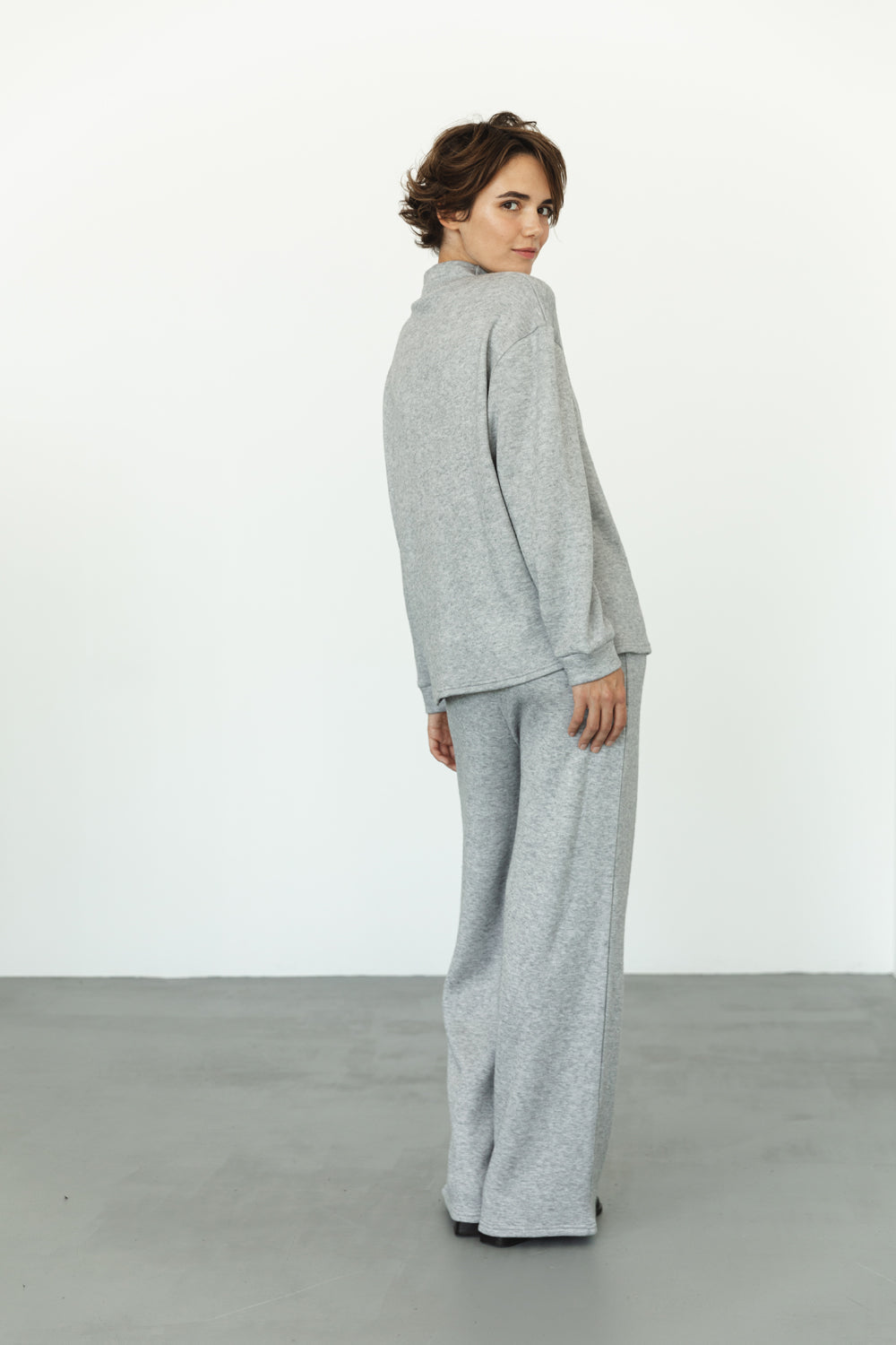 Gray angora pantsuit