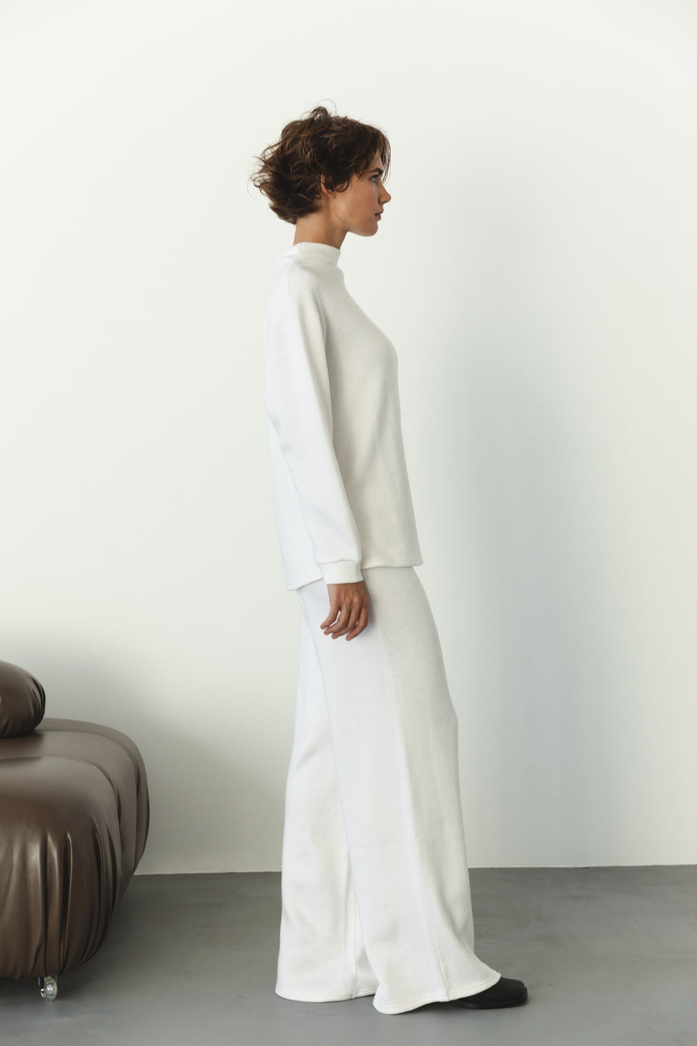 Tailleur-pantalon angora lait