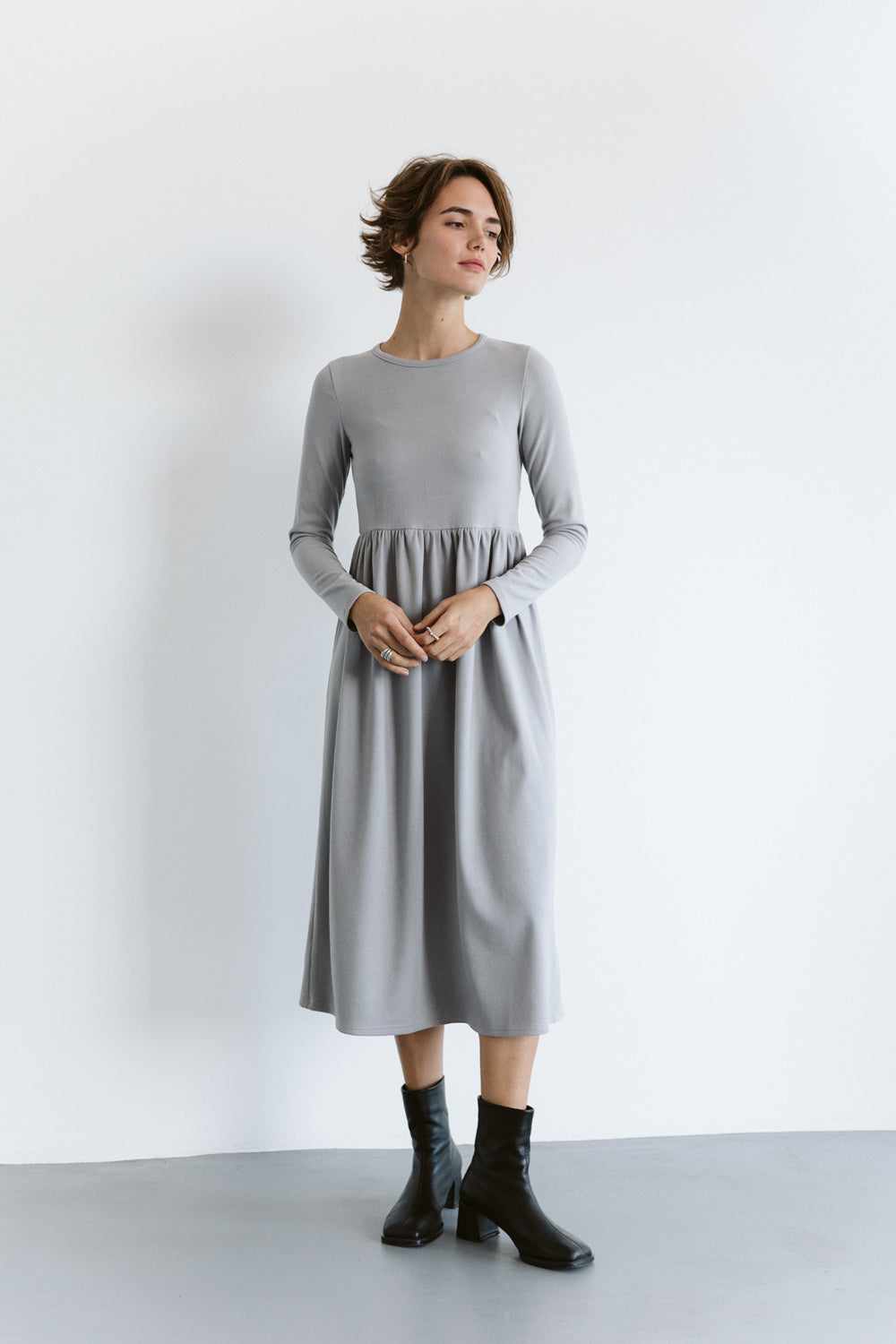 Gray high waist dress