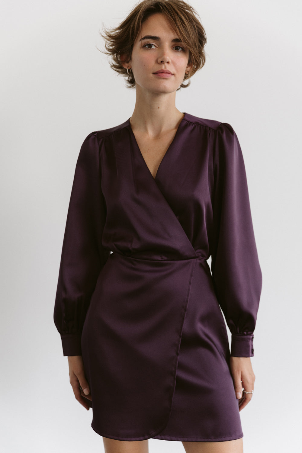 Robe prune avec taille élastique