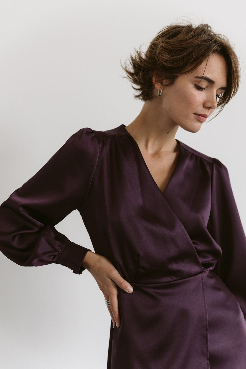 Robe prune avec taille élastique