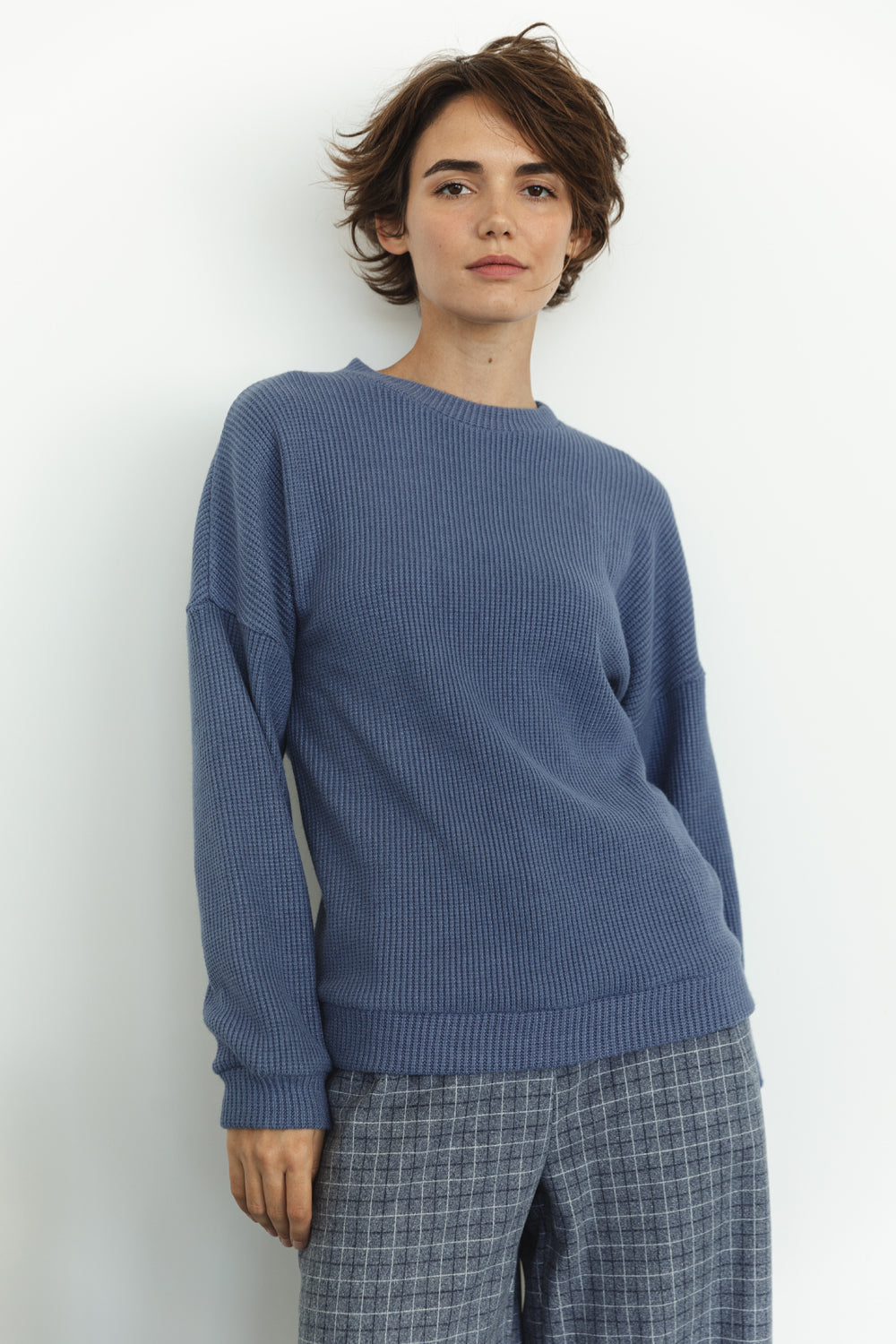 Maglione lavorato a maglia oversize blu