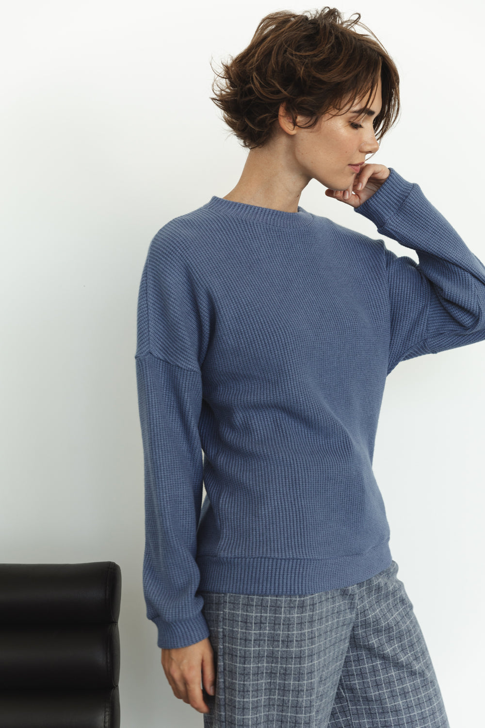 Blue Oversized Knitted Sweater