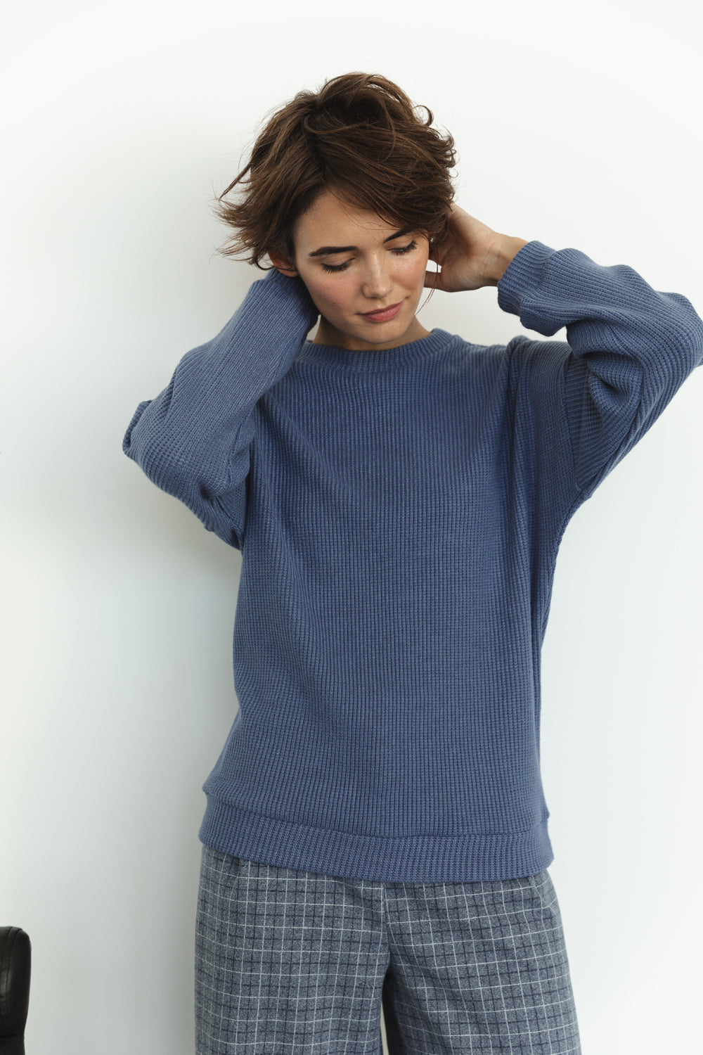 Blue Oversized Knitted Sweater