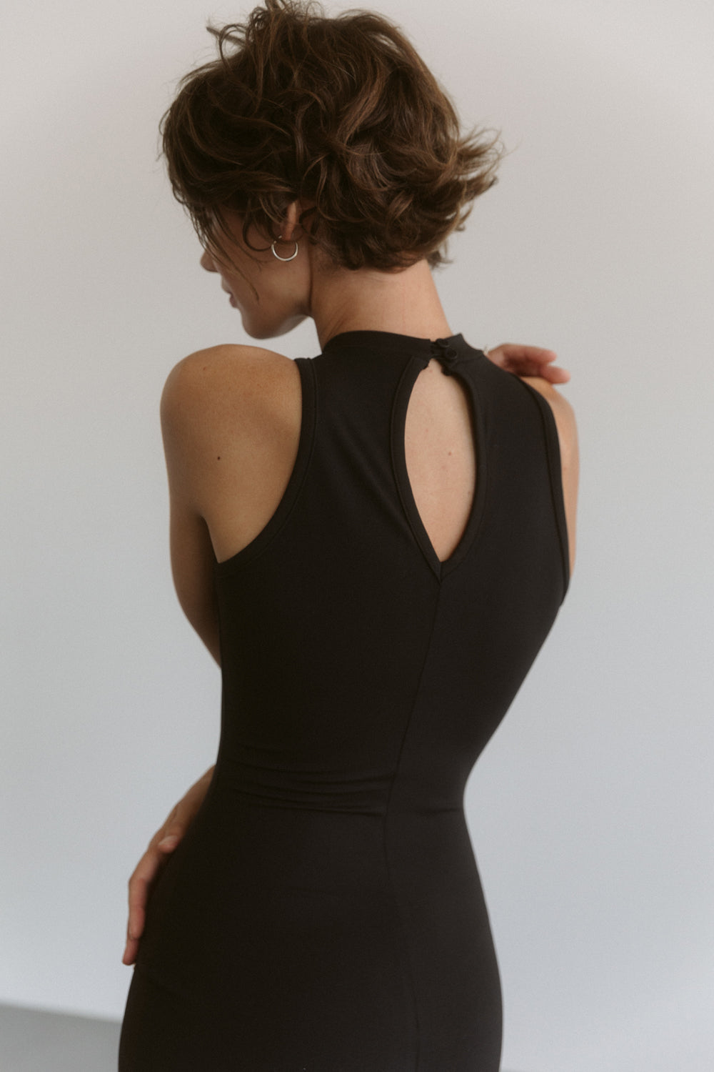 Black silhouette sleeveless dress