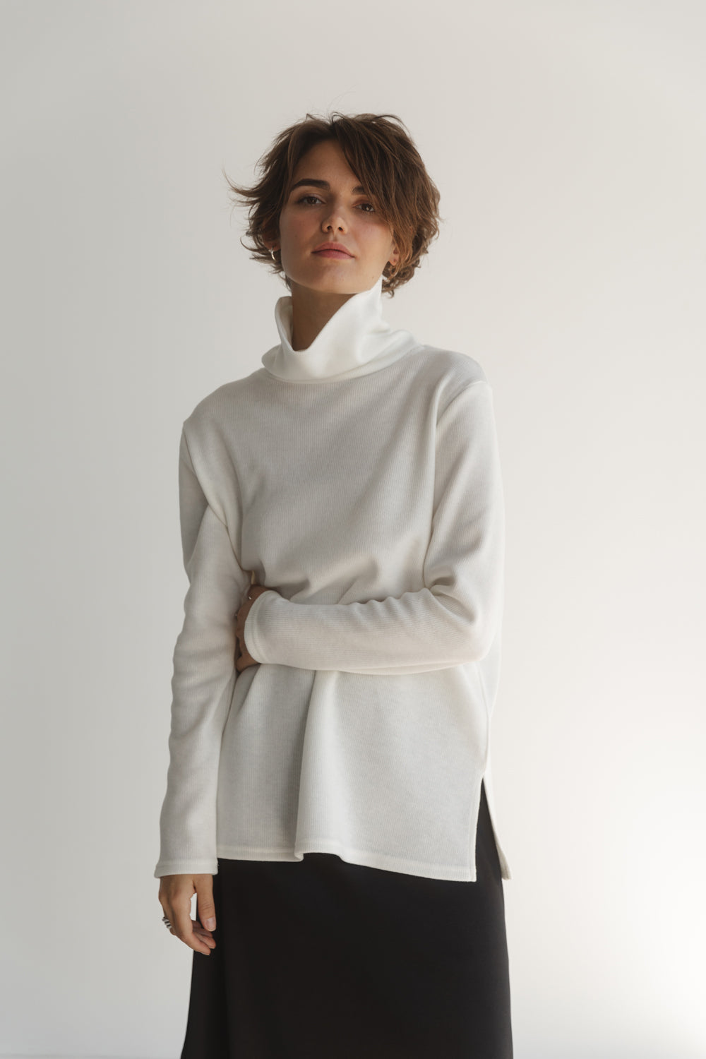 Maglione in maglia di latte oversize con fessure laterali