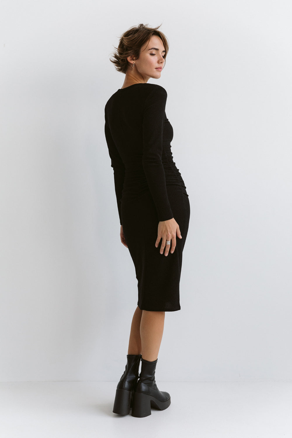 Black jersey dress with lurex