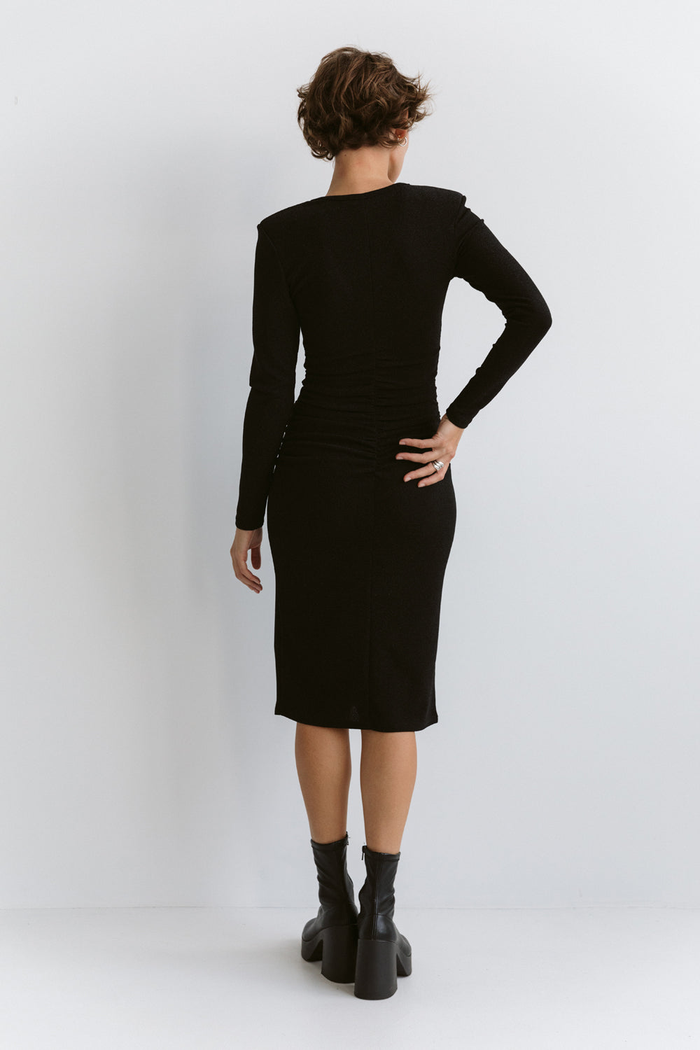 Black jersey dress with lurex