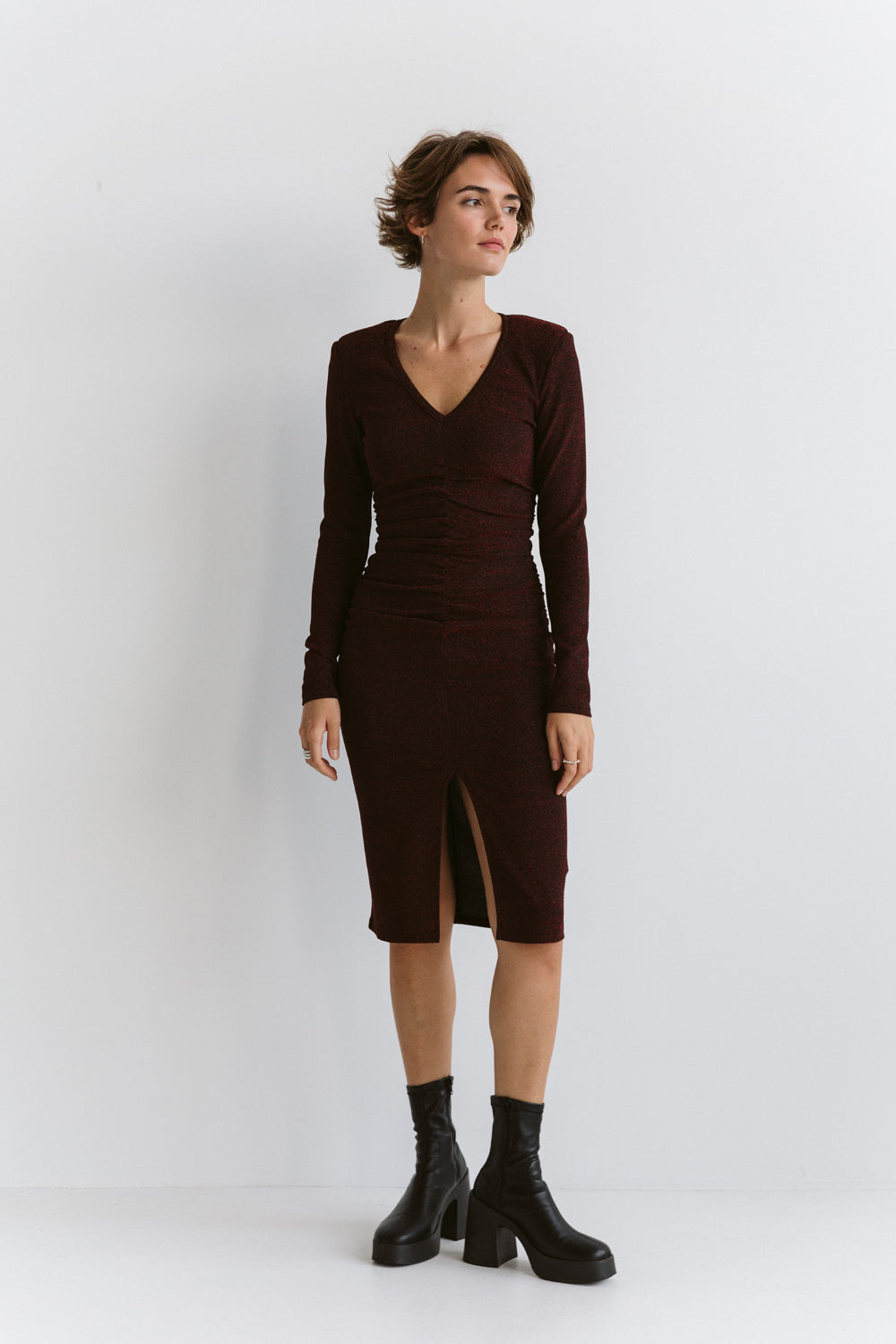 Robe en jersey rouge avec lurex