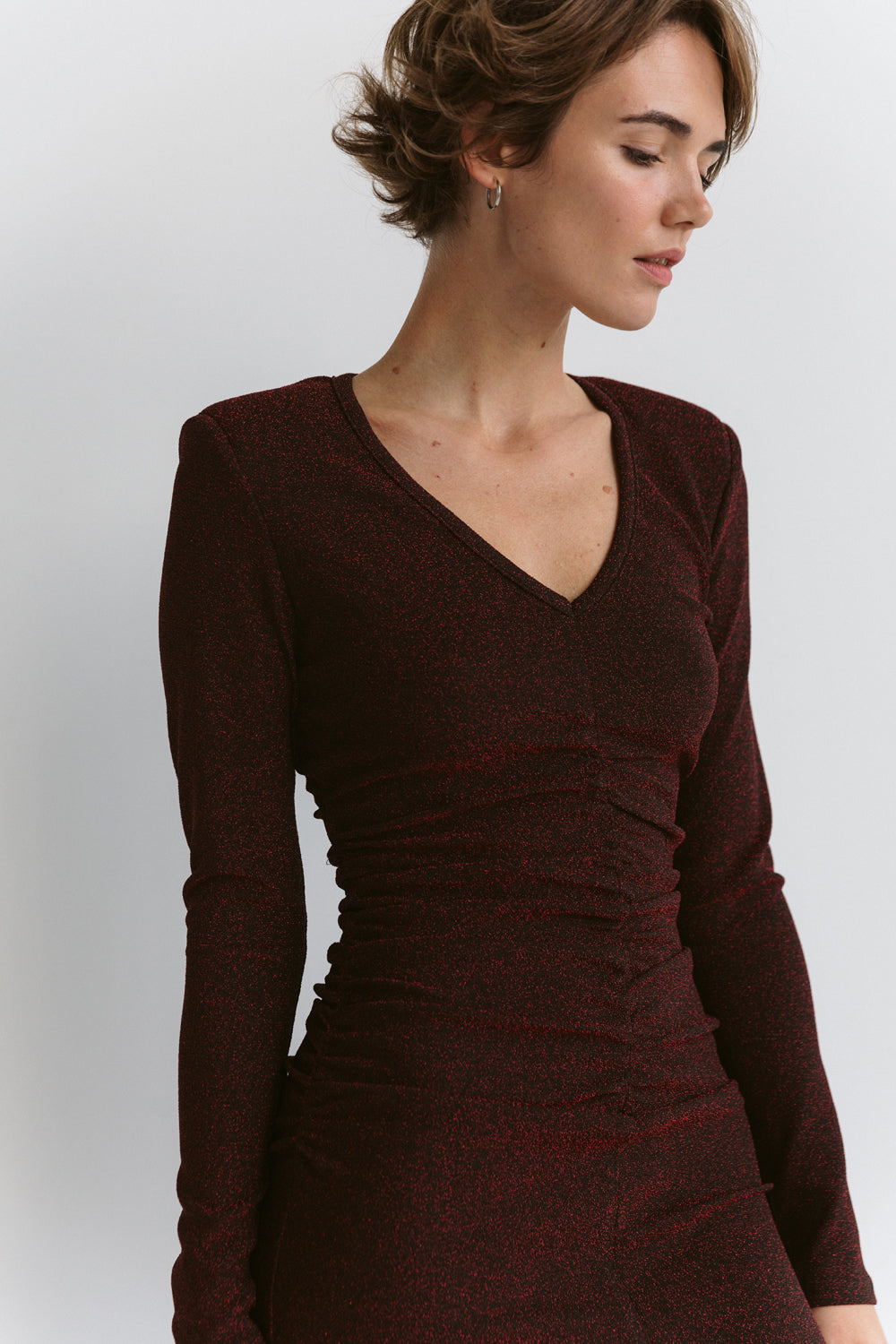 Robe en jersey rouge avec lurex