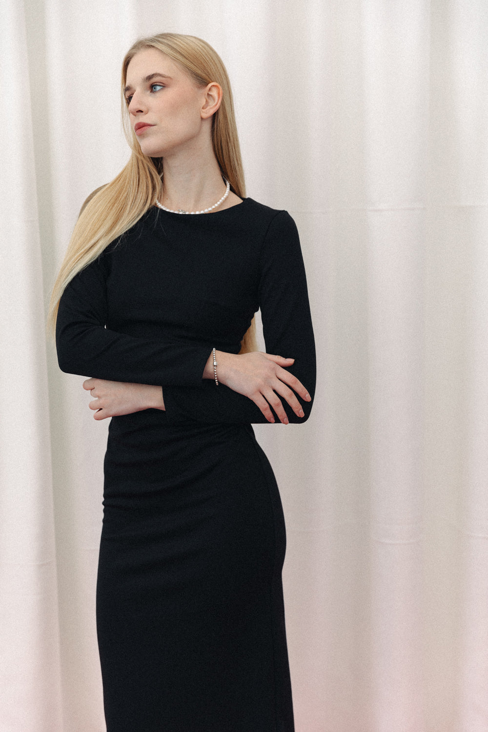 Robe ajustée en jersey noir