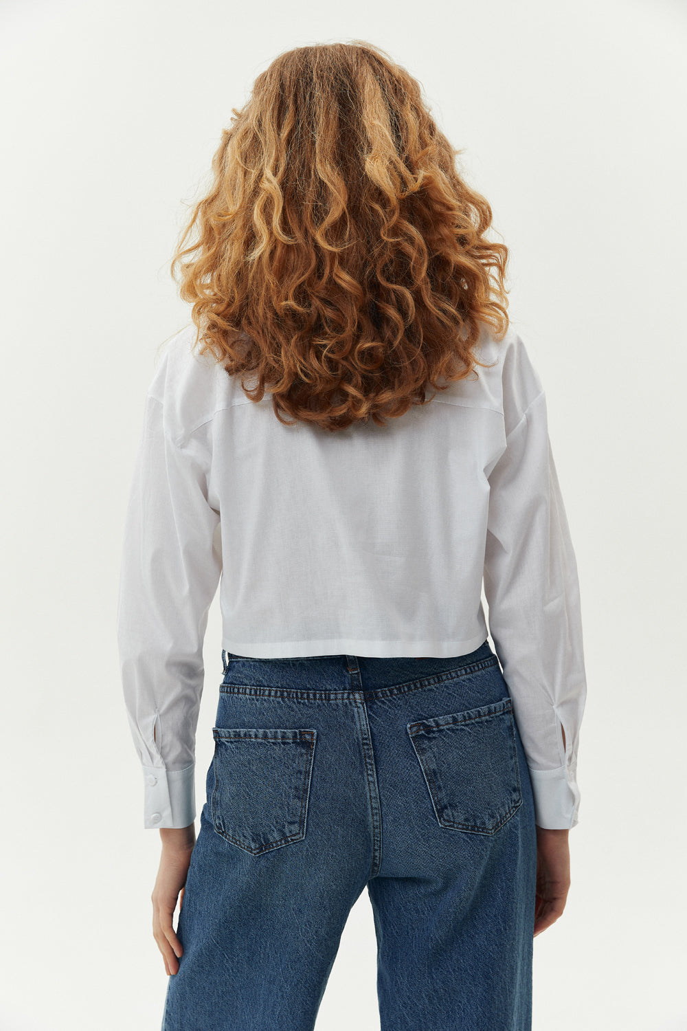 White cropped shirt with patch pockets