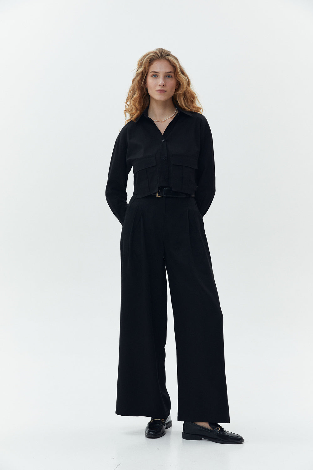 Black palazzo pants with pockets