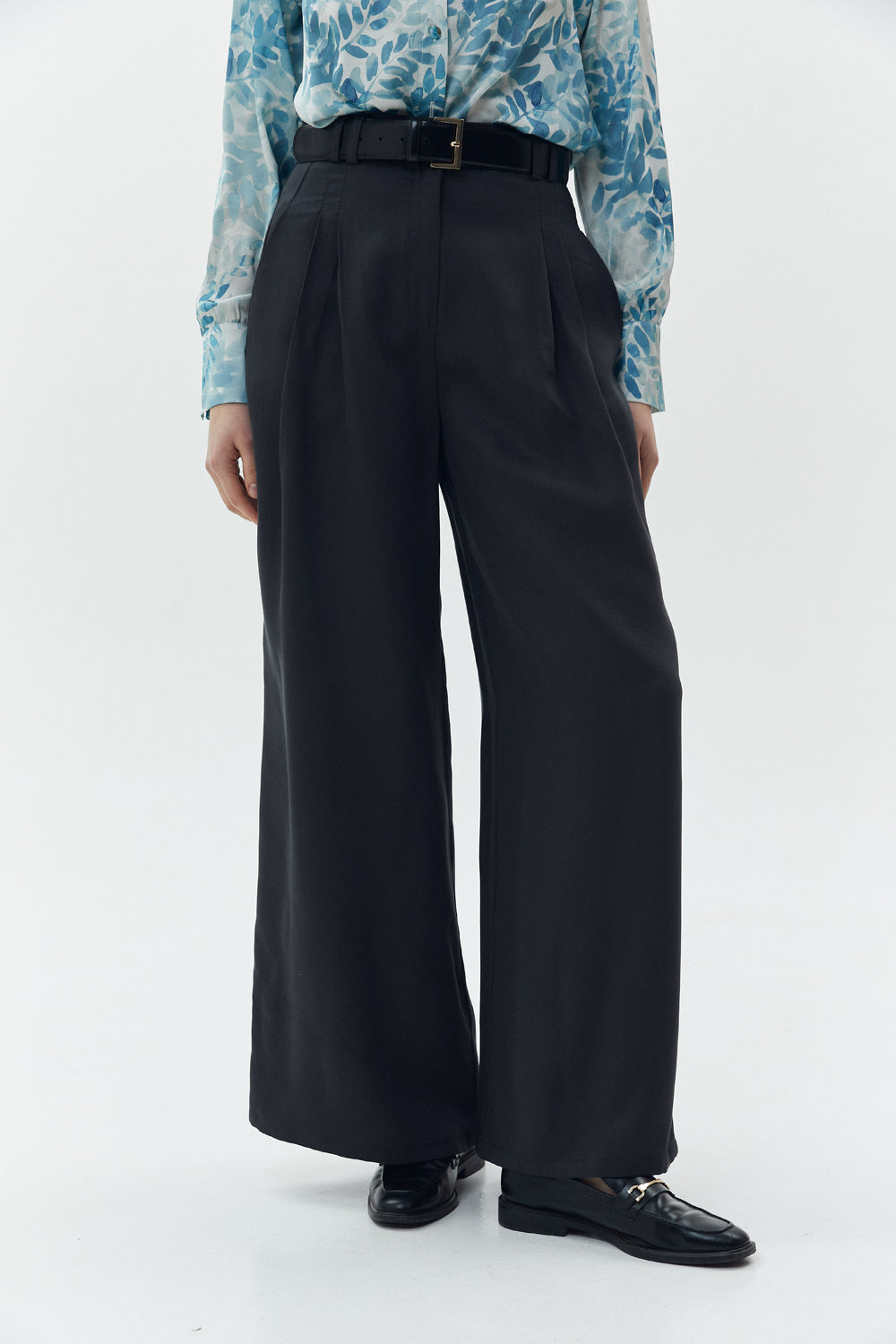 Graphite palazzo pants with pockets