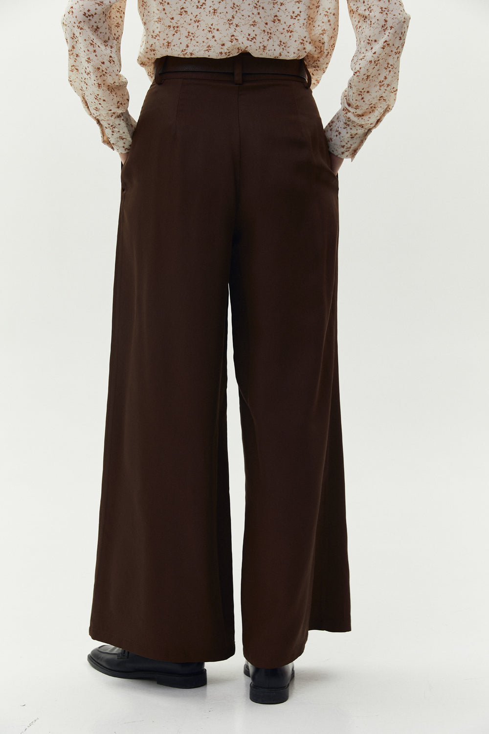 Pantalon palais chocolat avec poches