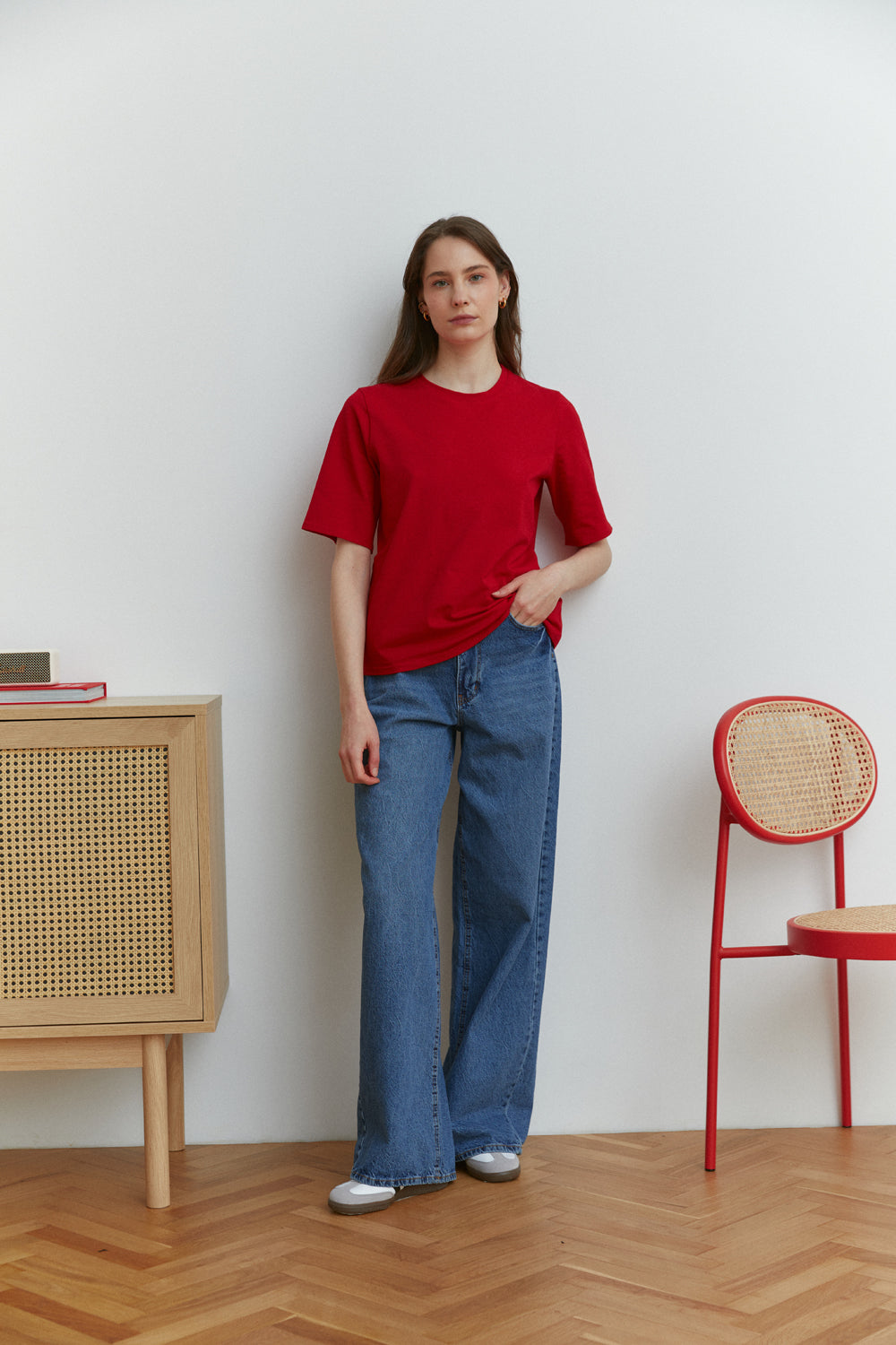 Red Basic Crew Neck T-Shirt