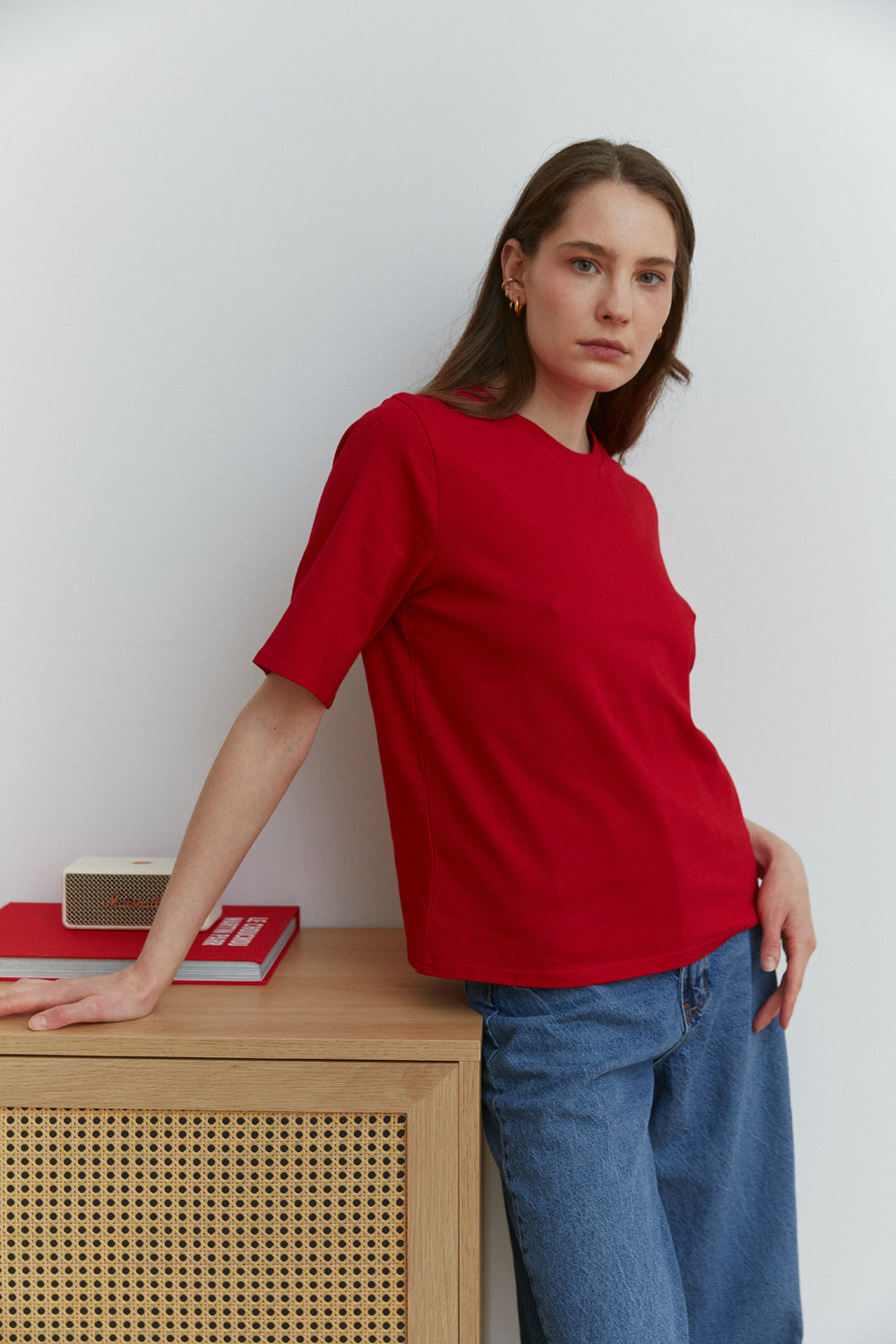 Red Basic Crew Neck T-Shirt