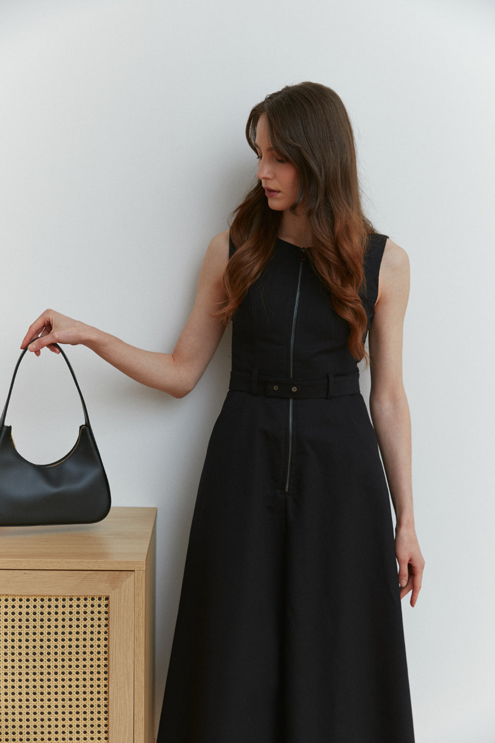 Black cotton sleeveless dress