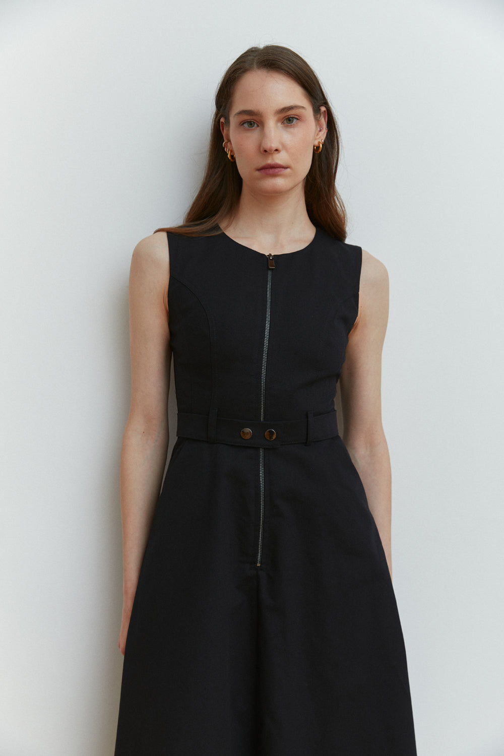 Black cotton sleeveless dress