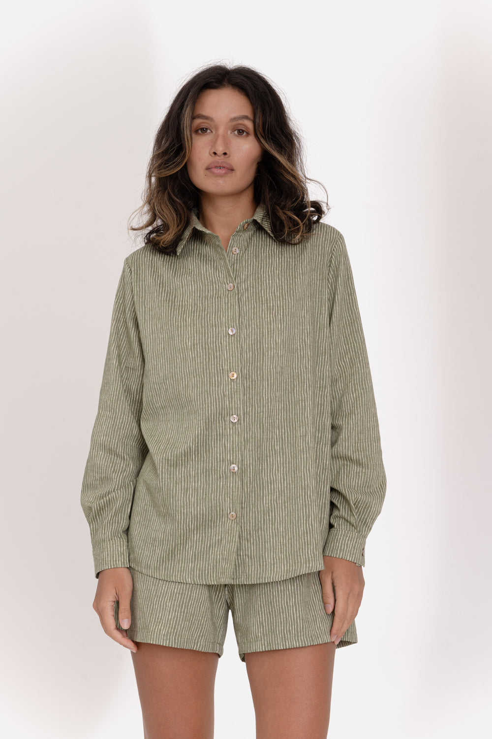 Olive linen suit