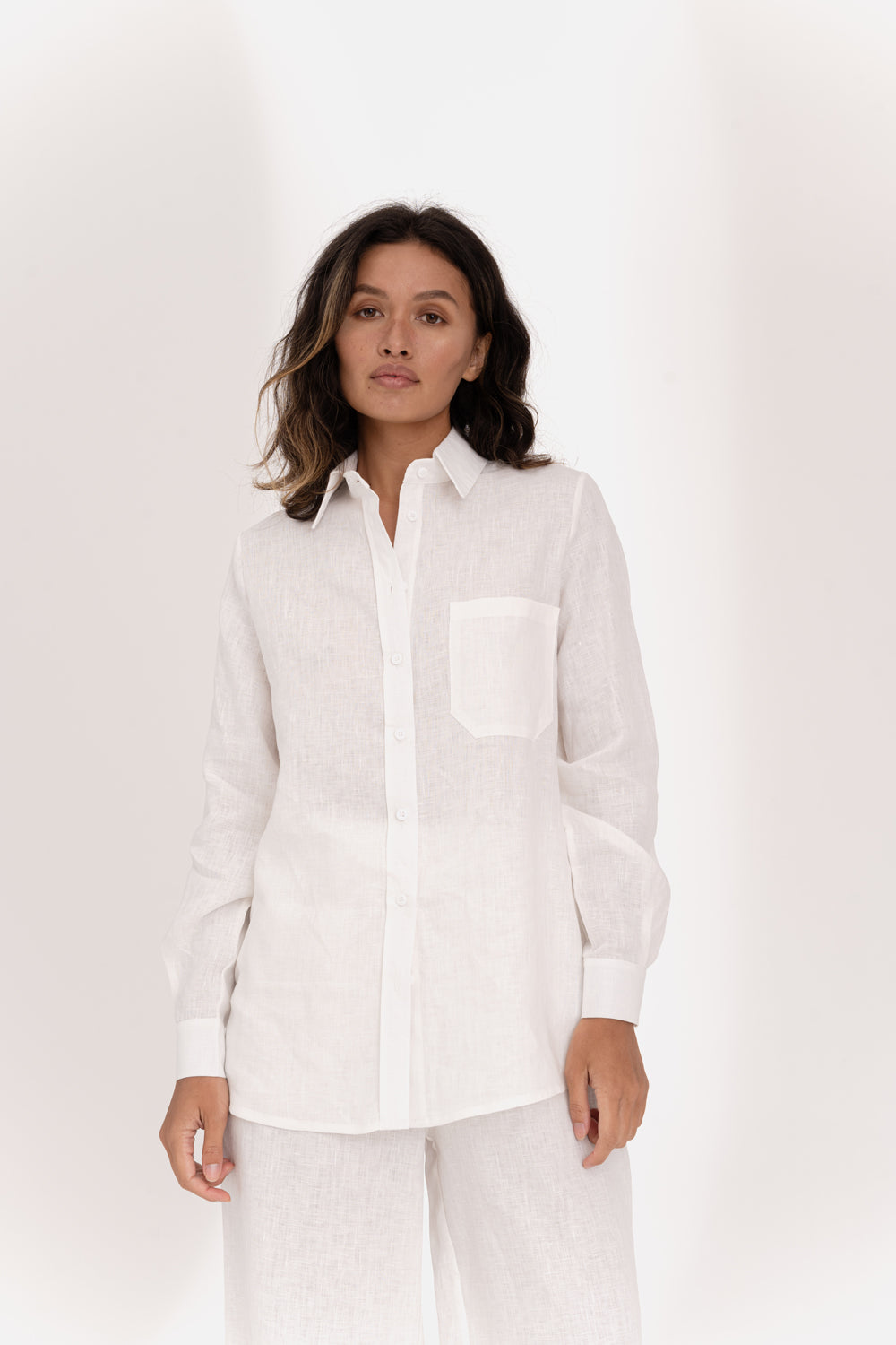 Milk linen loose fit blouse