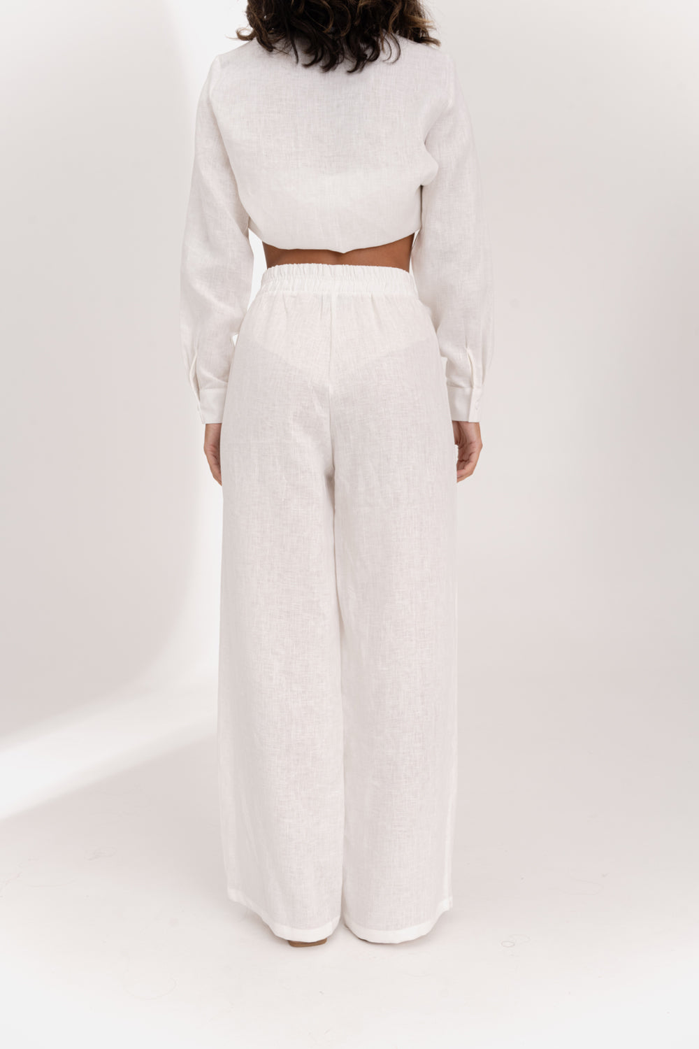 Pantalon en lin de lait avec ceinture élastique