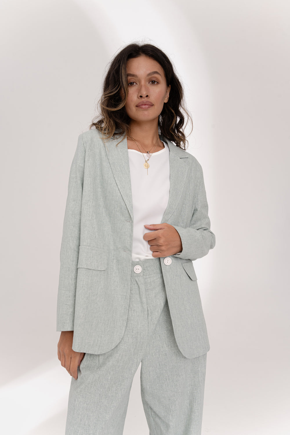 Giacca di lino menta oversize