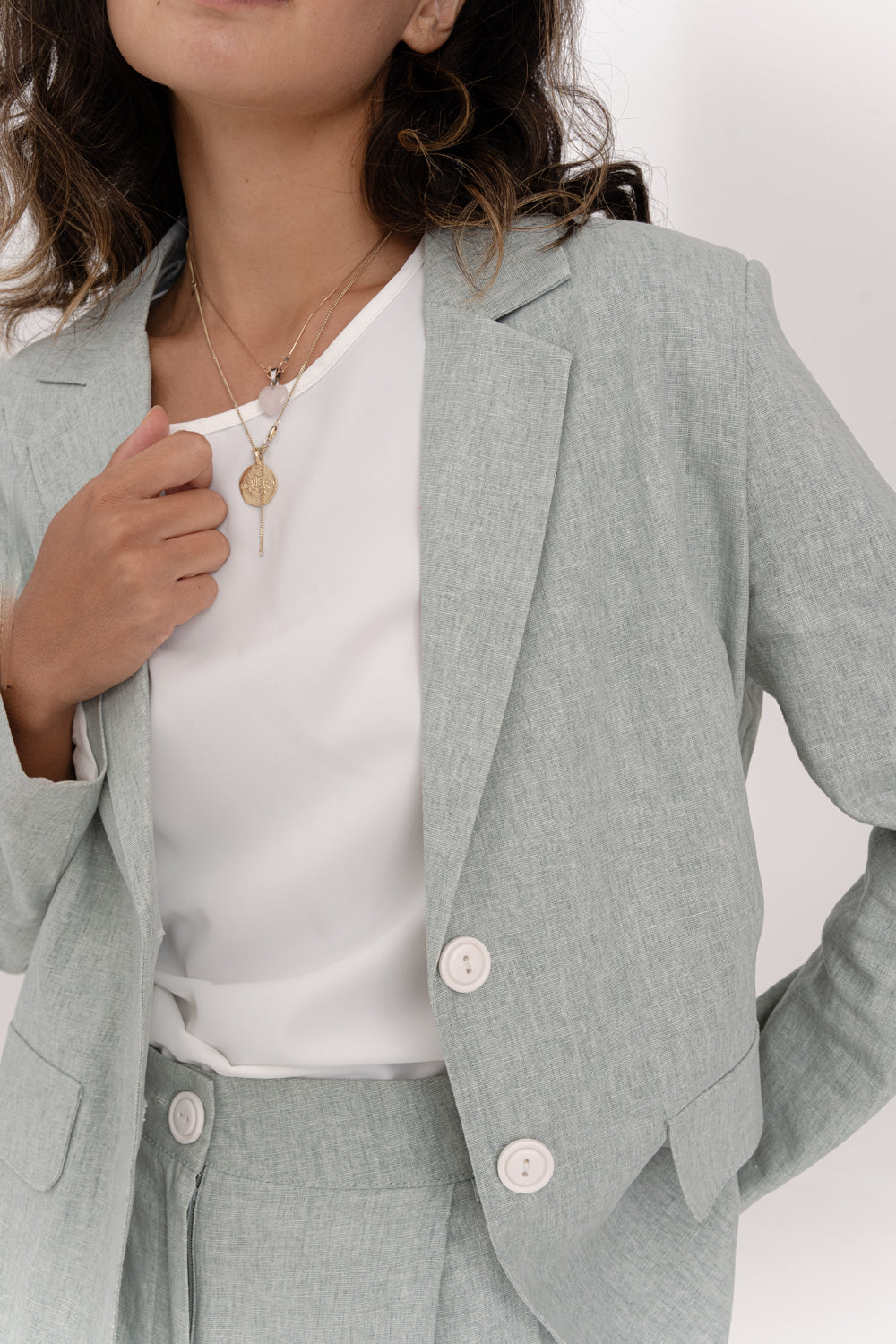 Oversized mint linen jacket