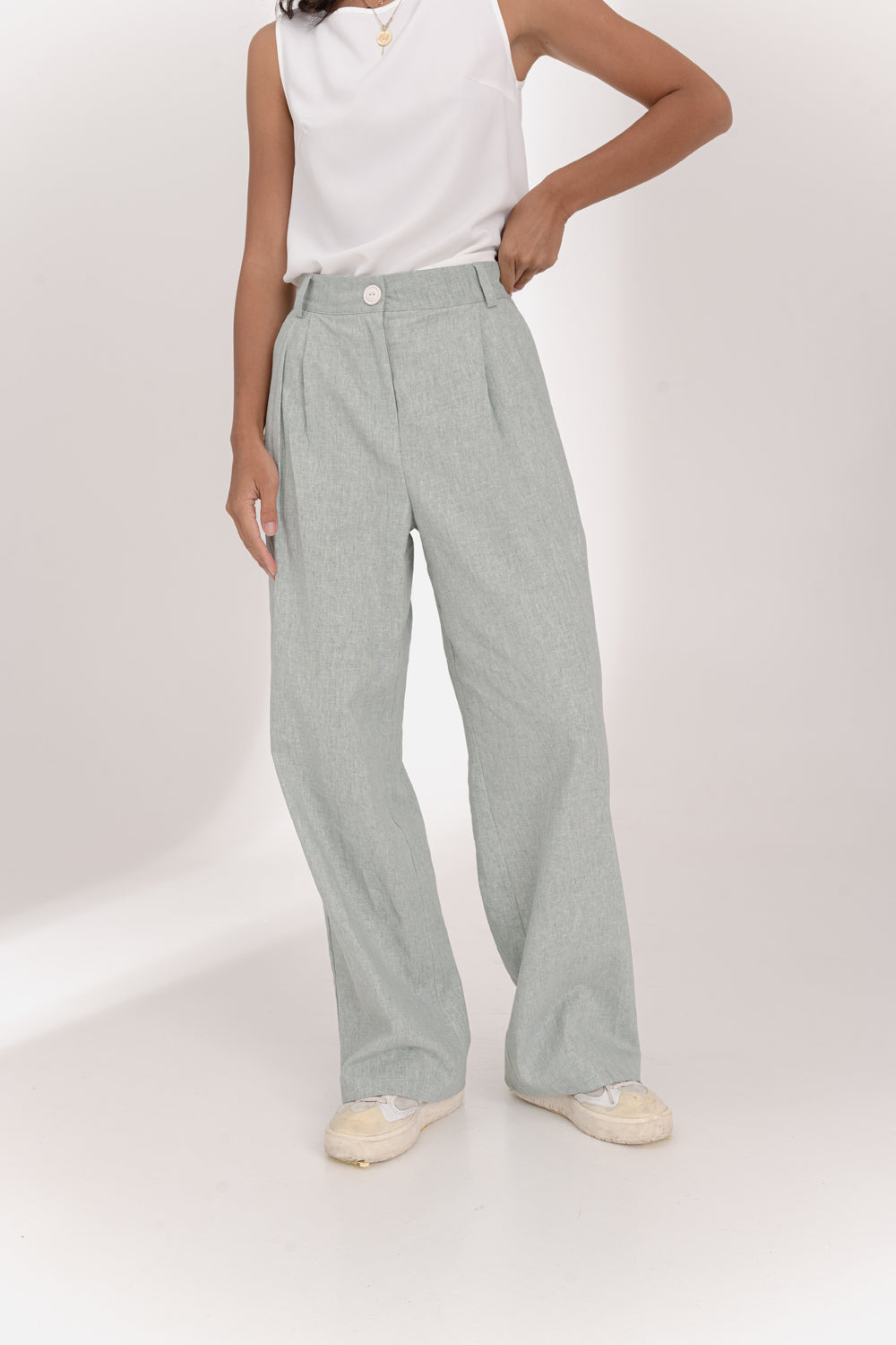 Mint Wide Leg Linen Pants