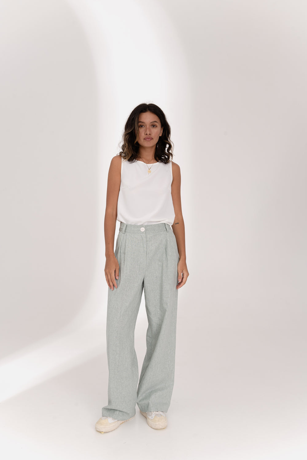 Mint Wide Leg Linen Pants